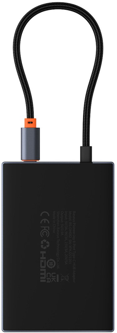 Hub USB-C 8w1 Baseus PioneerJoy HDMI 4K@60Hz + HDMI 4K@30Hz + DisplayPort 8K@30Hz + VGA + 2 x USB-A 3.0 + 2 x USB-C - szary 1