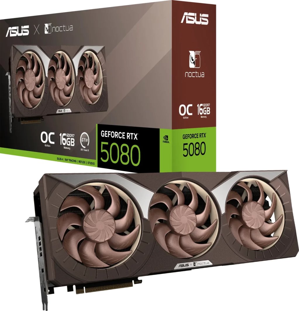Karta graficzna Asus GeForce RTX 5080 Noctua OC 16GB GDDR7 DLSS4 (RTX5080-O16G-NOCTUA) 1