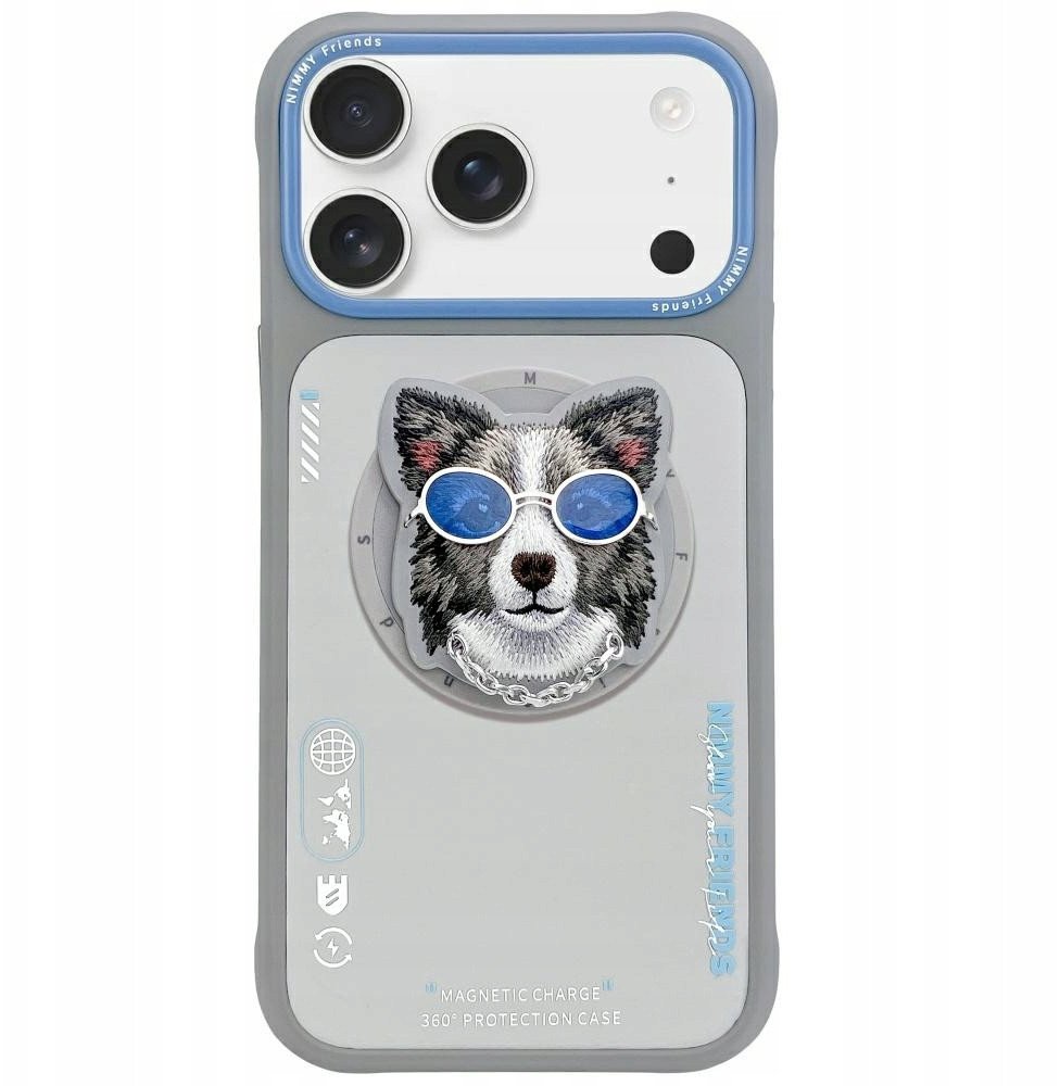 Etui Nimmy Glasses Cool Dog MagSafe do iPhone 17 szary 1