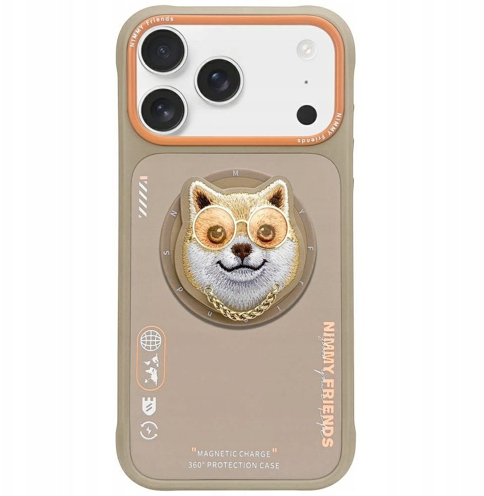 Etui Nimmy Glasses Cool Dog MagSafe do iPhone 17 beżowy 1