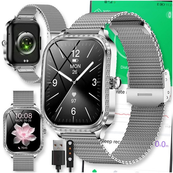 SMARTWATCH WATCH ZEGAREK AMOLED BLUETOOTH ROZMOWY MENU PL DAMSKI SMARTBAND MK88 1