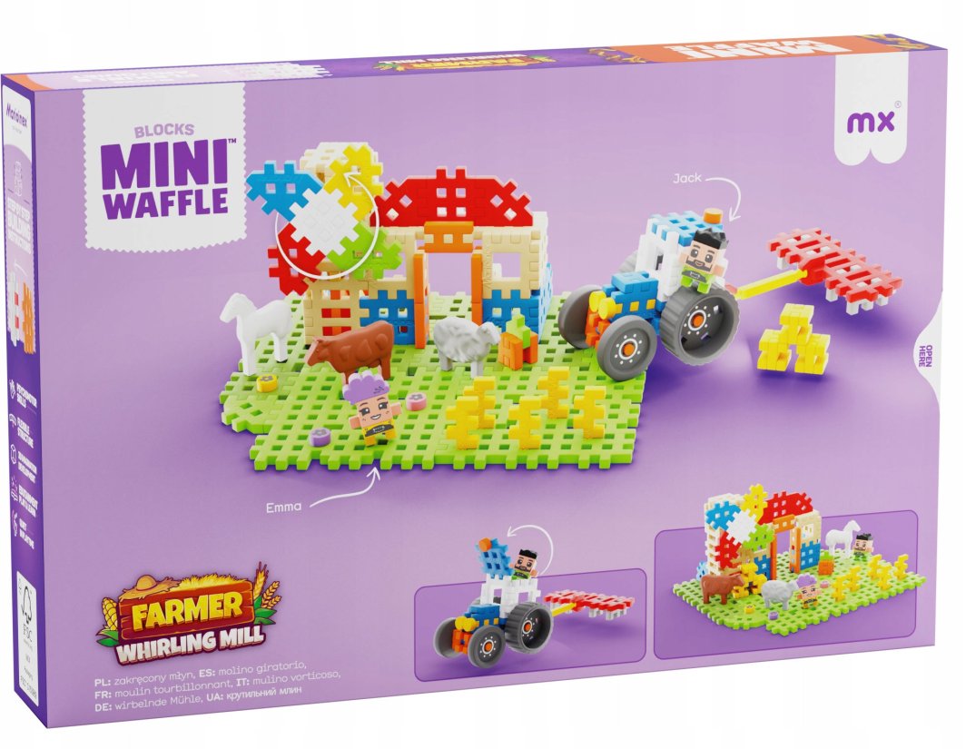 Marioinex Klocki waffle Farmer Zakręcony młyn 100elementów (07559) 1