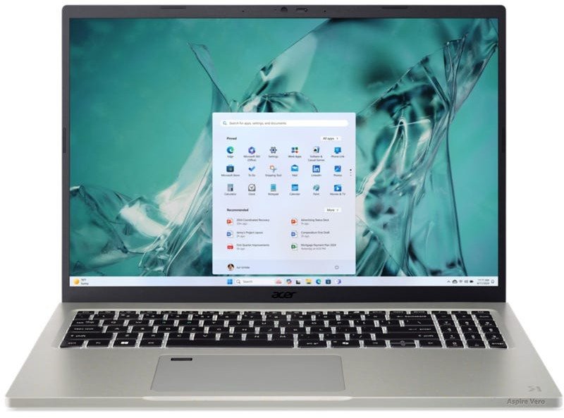Nešiojamas kompiuteris Acer Aspire Vero 16 (AV16-71P-72TV) 16,0" WUXGA, IPS, Intel Ultra 7-255H, 32GB RAM, 1TB SSD, Wind 1