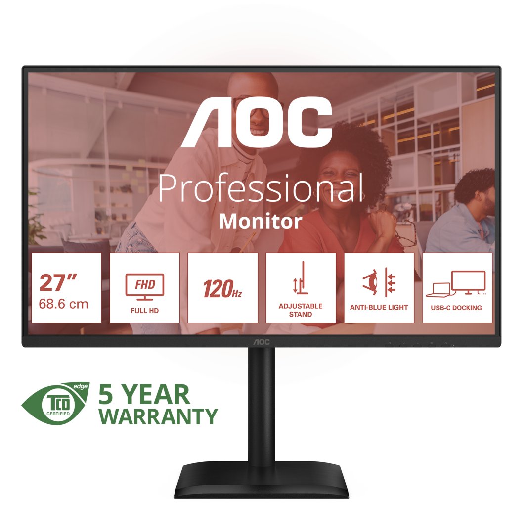 AOC 27E4CV monitor komputerowy 68,6 cm (27") 1920 x 1080 px Full HD LED Czarny 1
