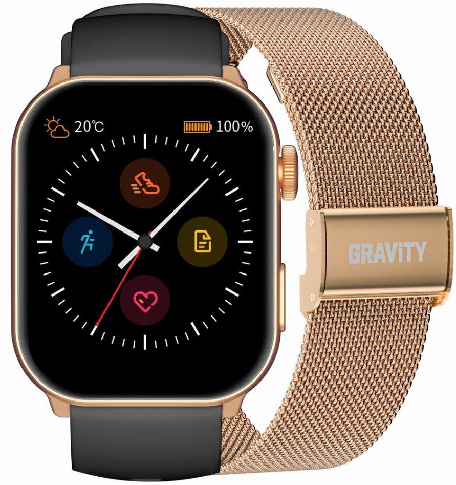 Smartwatch Damski GRAVITY GT28-5 Pasek + Bransoleta Różowe złoto Czarny 1
