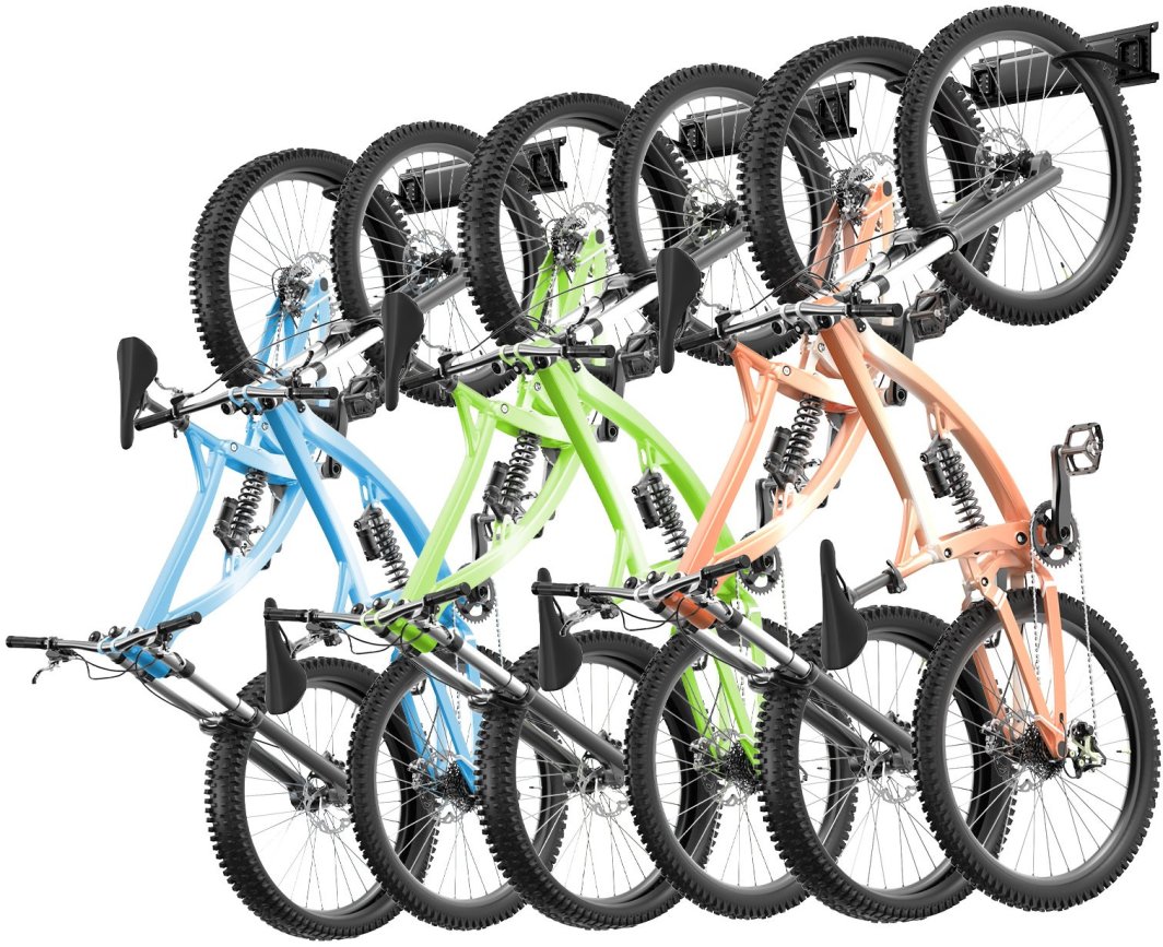 Stojak na rowery ścienny Uchwyt 6 rowerów + 5 kasków  162,5 cm 1