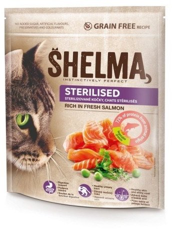 SHELMA karma sucha dla kotów sterylizowanych. Z łososiem 1.4kg 1