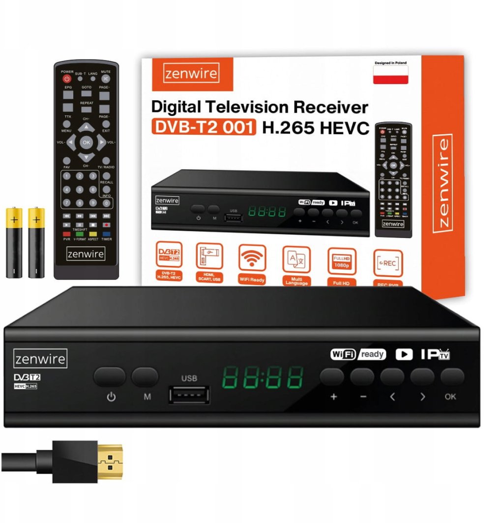 Tuner Dekoder Satelitarny DVB-T2 HEVC H.265 Full HD Telewizji Naziemnej USB enwire DVB-T2 001 1