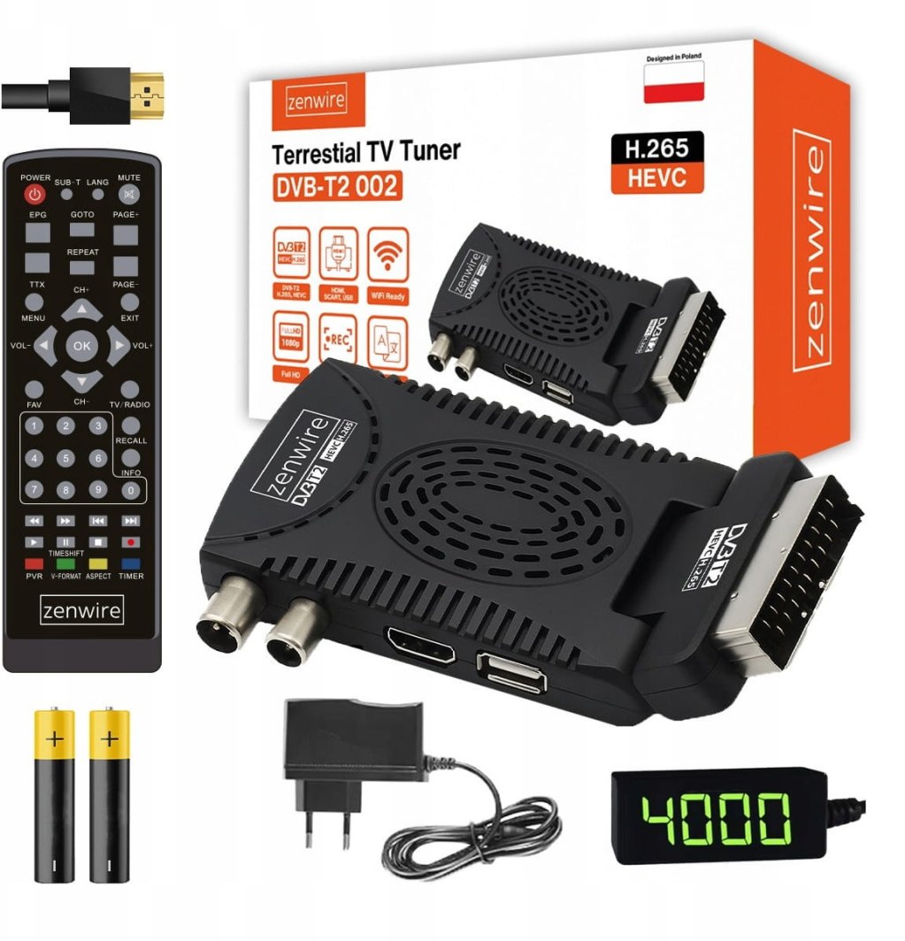 Tuner Dekoder Satelitarny DVB-T2 HEVC H.265 WiFi Telewizji Naziemnej Stick Zenwire DVB-T2 002 1
