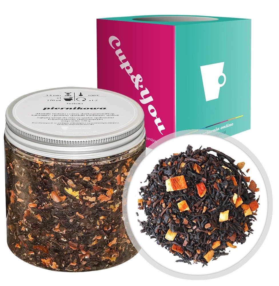 Herbata czarna PIERNIKOWA cynamon goździki kardamon kakaowiec upominek 120g - sypana liściasta herbata PREMIUM Cup&You 1