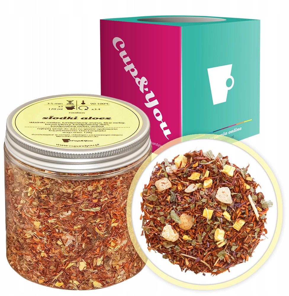 Najlepsza herbata czerwonokrzew Rooibos SŁODKI ALOES ananas melisa 120g - herbata sypana liściasta napar z czerwonokrzewu PREMIUM Cup&You 1