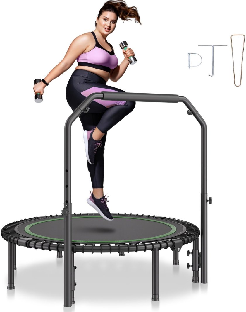 Trampolina mocna fitness z regulowanym uchwytem 129 cm 1