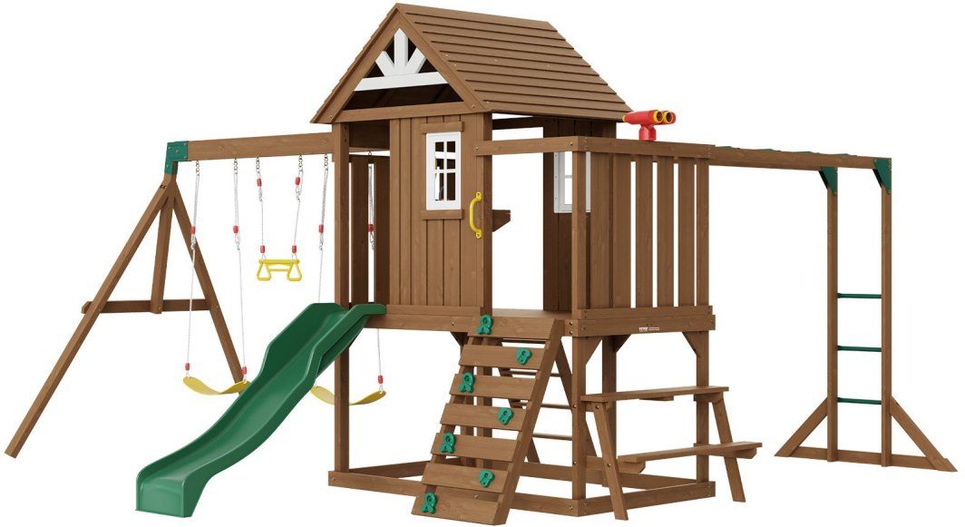 PLAC ZABAW Domek dla dzieci huśtawka 10 w 1 drewniany 1