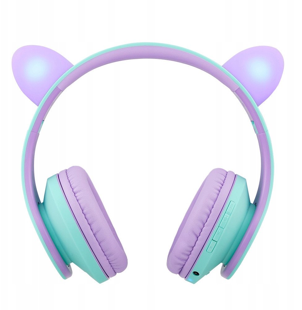 PowerLocus P2 Kids Headphones purple/turquoise with Ears 1