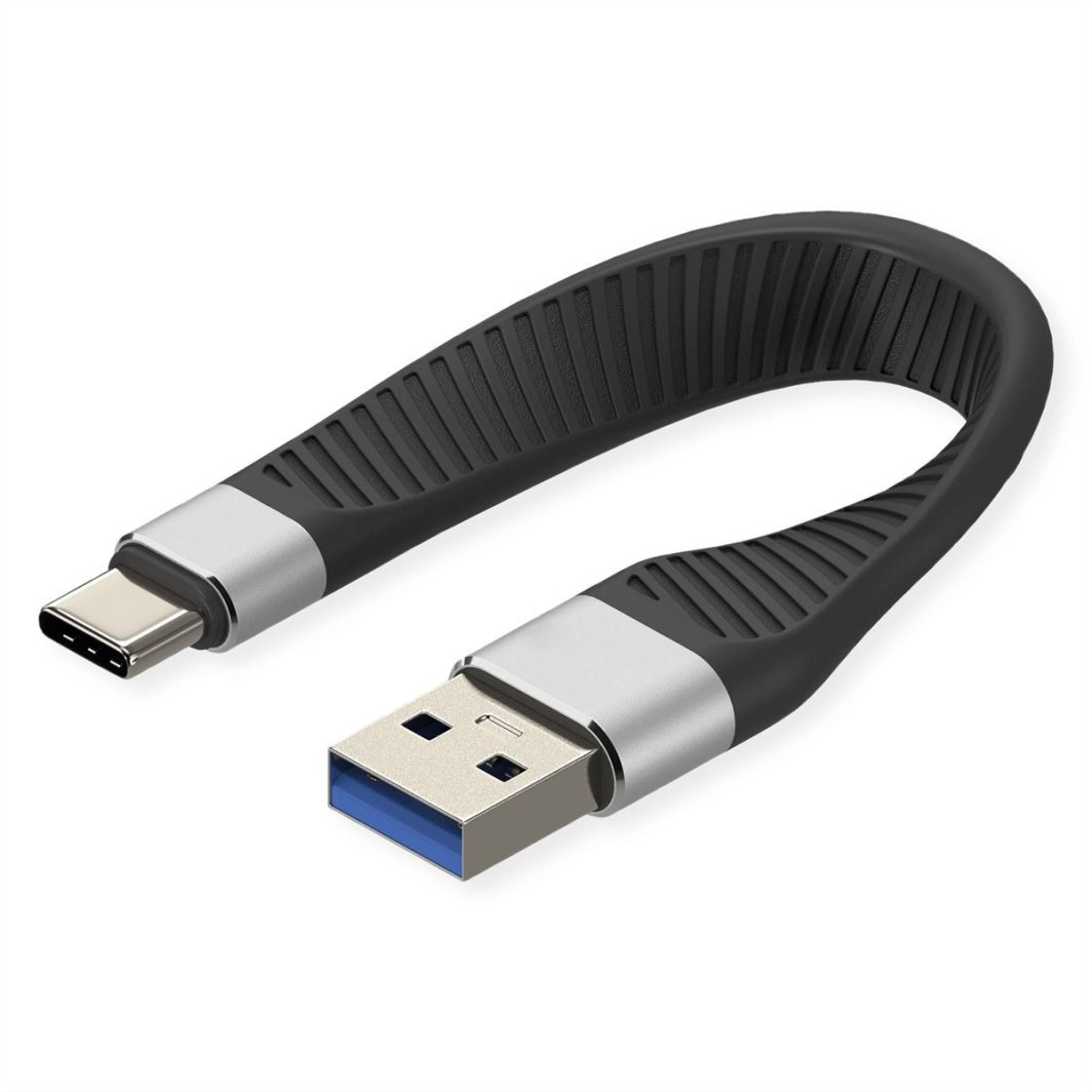 Kabel USB Roline USB-A - USB-C 0.11 m Czarny (11.02.9017)
