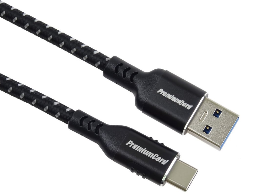 Kabel USB PremiumCord USB-C - USB-A 1 m Biało-czarny (ku31cx1)