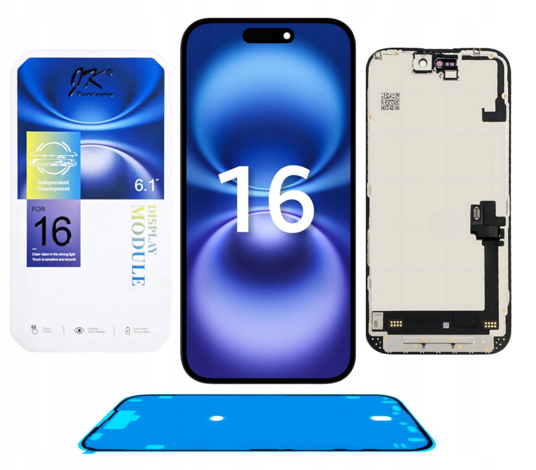 Wyświetlacz do iPhone 16 Ekran LCD Incell JK A3287 Wymienny Chip +Uszczelka (5904858345458) 1