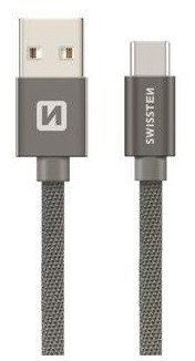 Kabel USB Swissten USB-A - USB-C 0.2 m Szary (8595217455221)