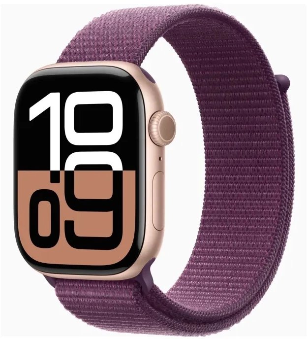 APPLE Watch Series 10 GPS 46mm RoSE, Gold Aluminium CaSE, with Plum Sport Loop 1