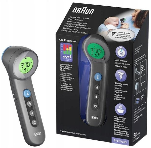 TERMOMETR BEZDOTYKOWY DLA DZIECI DO CZOŁA BRAUN BNT 400 BWE WIELOFUNKCYJNY 1