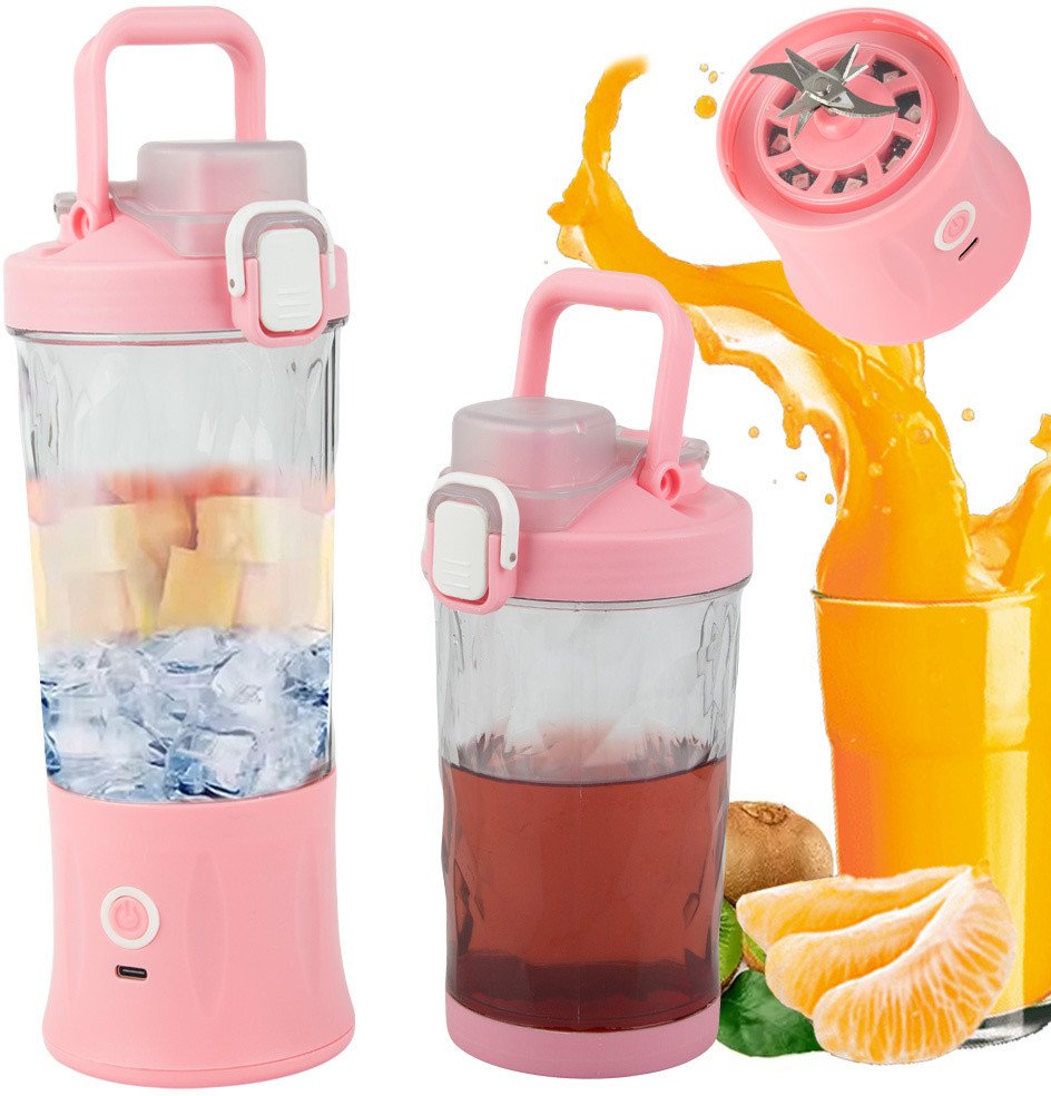 Blender do smoothie przenośny usb bezprzewodowy rozdrabniacz do lodu róż 1