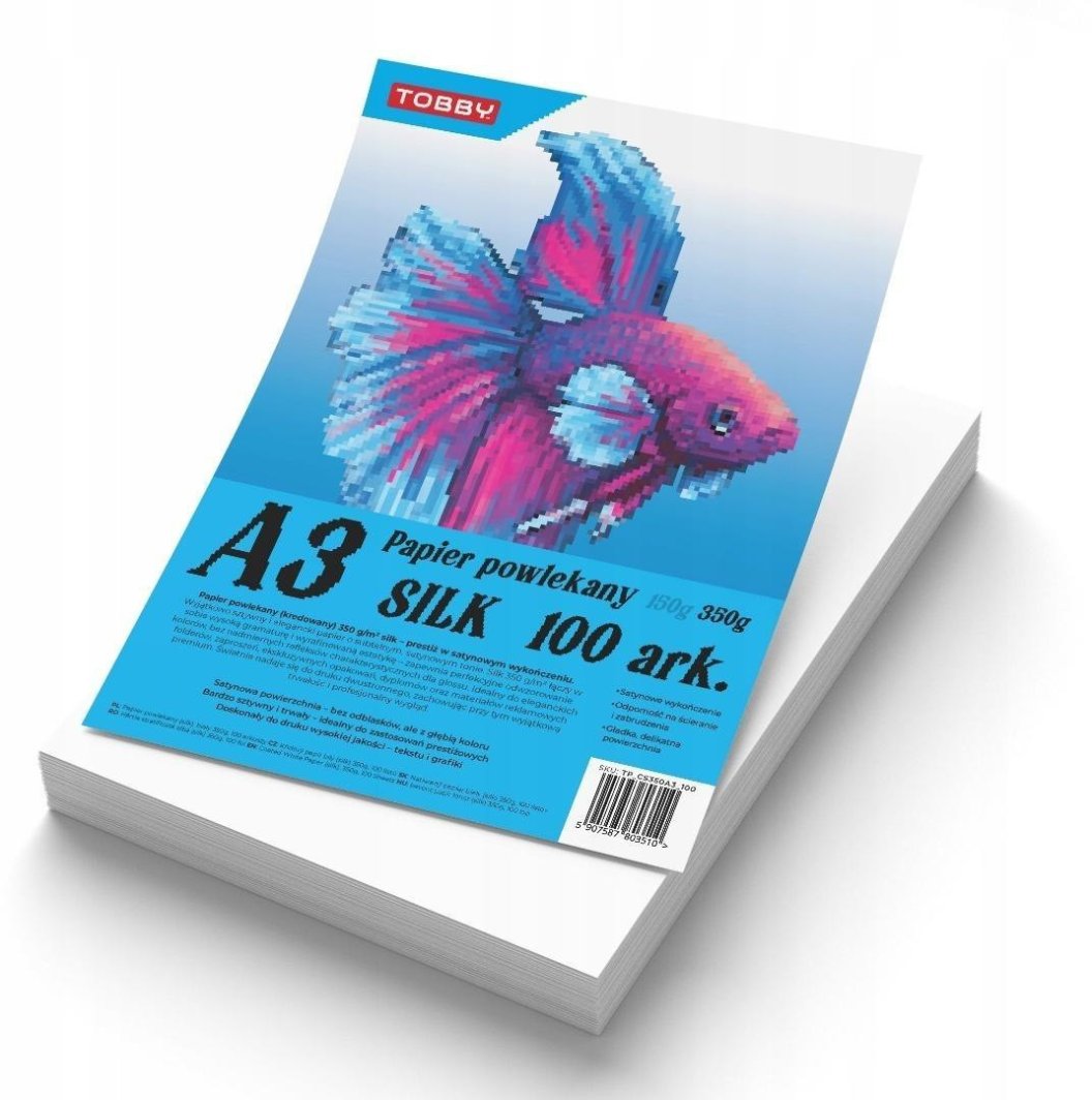 Papier kredowy powlekany A3 350 g/m silk 100 ark 1