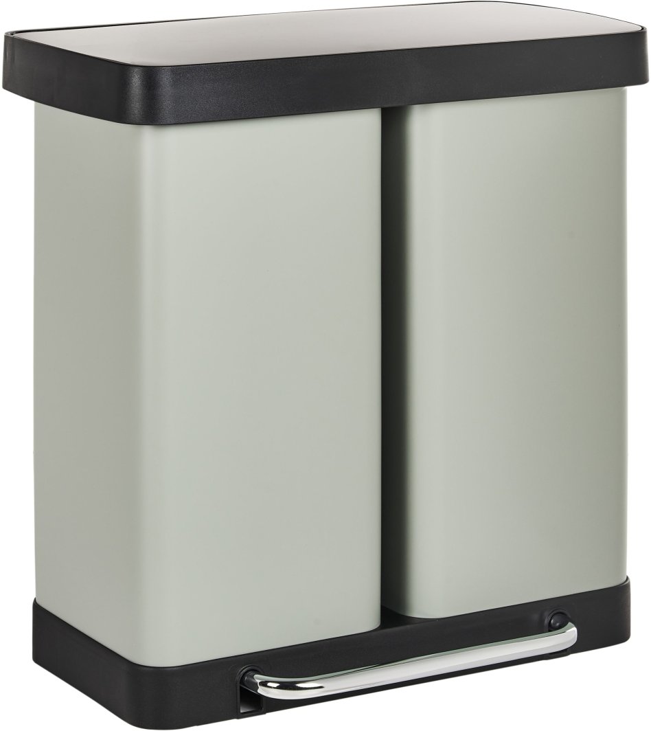 Kosz na śmieci z pedałem dwukomorowy 60 L ECOSORT Metal Jasnozielony 1
