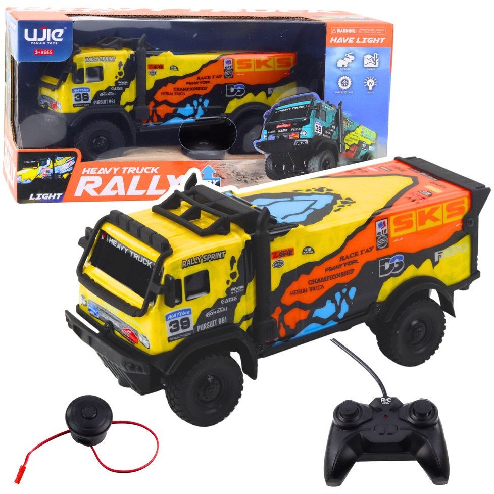 Samochód Ciężarowy Zdalnie Sterowany RC Pilot Dźwięki Żółty LEAN Toys 1