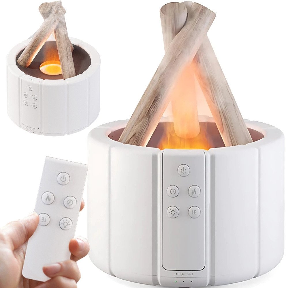 Nawilżacz powietrza usb dyfuzor z led rgb kominek mgiełka zapachowa ogień 1