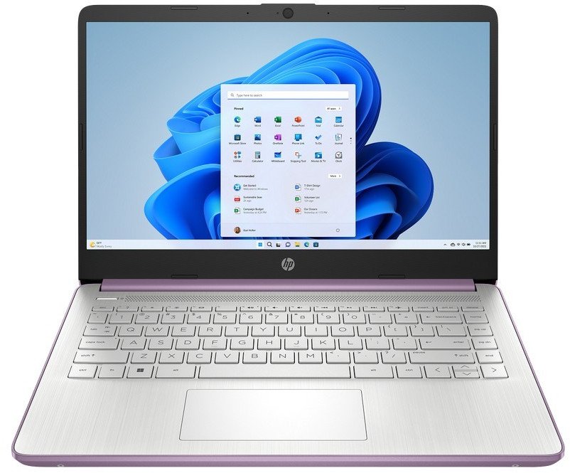 Dotykowy laptop HP 14-dq0804ds / A9ET6UA / Intel N4120 / 4GB / 64GB eMMC / HD / Dotyk / Win 11 / Fioletowy 1