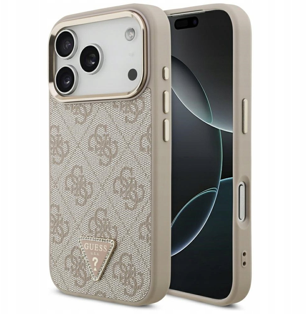 Guess Etui 4G Triangle Logo MagSafe do iPhone 17 Pro różowy złoty