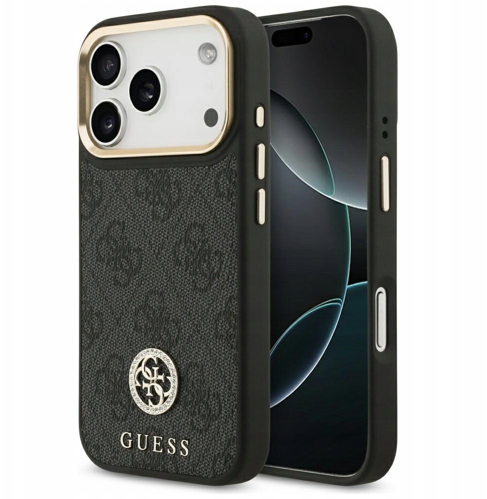 Etui Guess 4G Strass Logo MagSafe do iPhone 17 Pro czarny