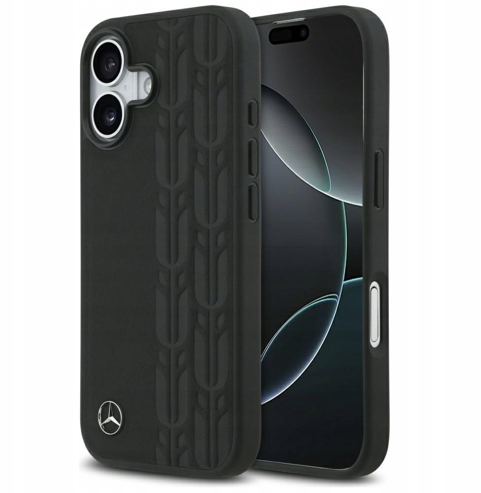Etui Mercedes Leather Laurel Leaves MagSafe do iPhone 17 czarny