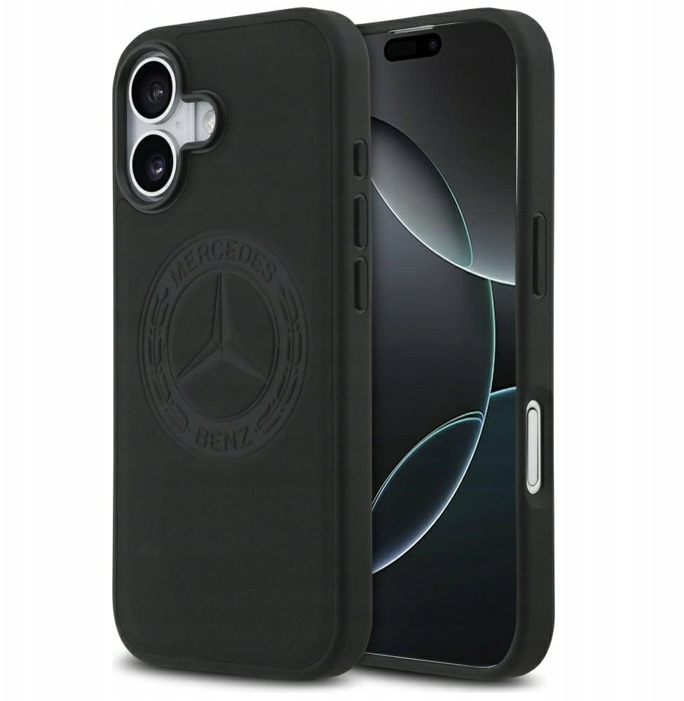 Etui Mercedes Leather Vintage Logo MagSafe do iPhone 17 czarny