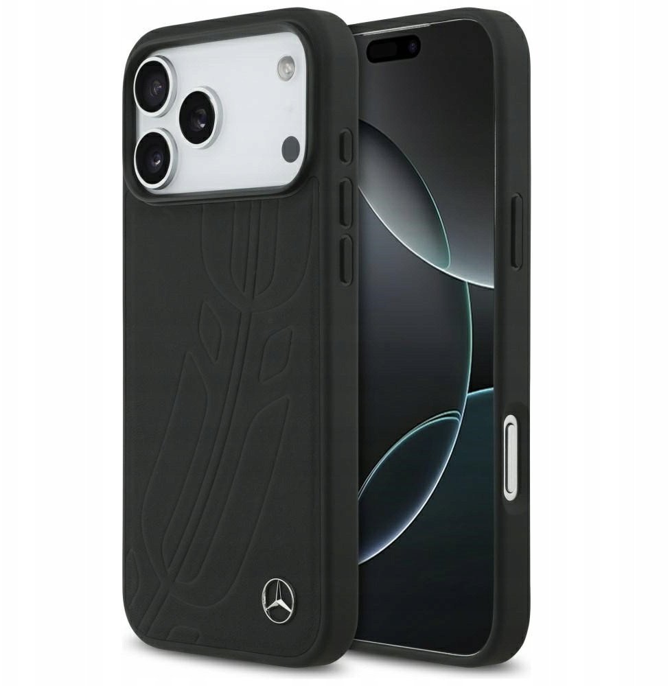 Etui Mercedes Leather Large Laurel Leave MagSafe do iPhone 17 Pro Max czarny