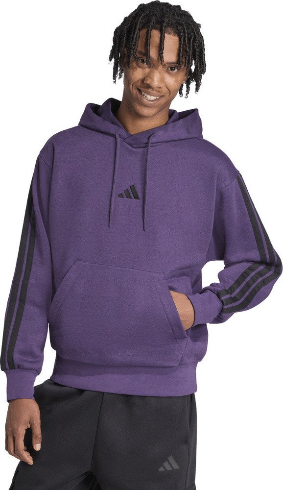 Bluza męska adidas Essentials 3-Stripes Fleece fioletowa JX0740 L 1