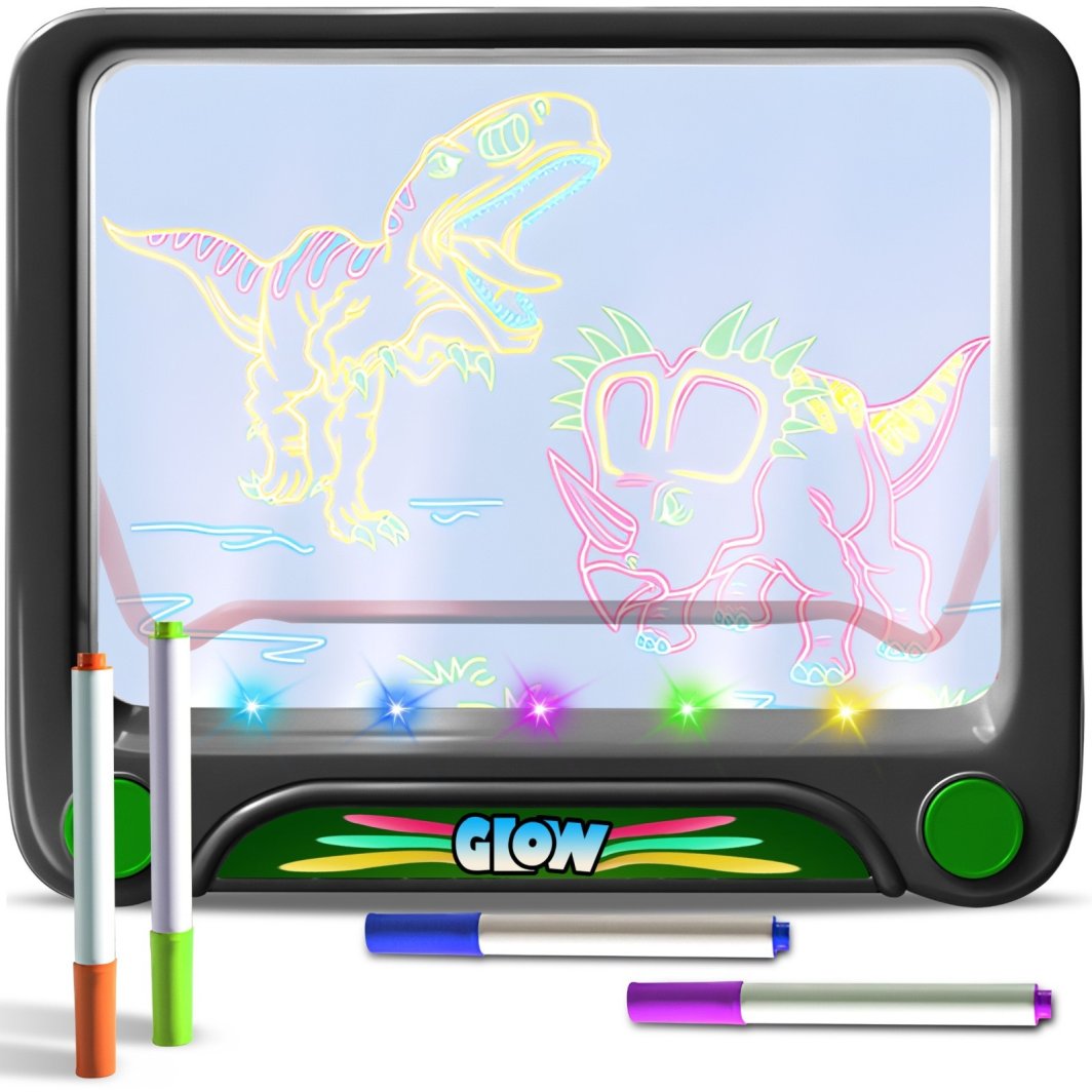 Magiczna tablica podświetlana do rysowania dla dzieci z szablonami 4 mazaki Magiczna tablica podświetlana do rysowania dla dzieci z szablonami 4 mazaki 1