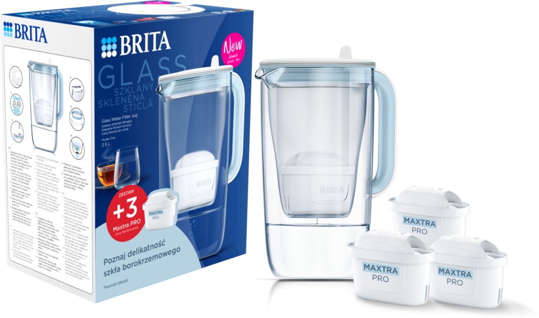 Dzbanek filtrujący Brita Glass + 3 x filtr MAXTRA PRO Pure Performance Niebieski 1