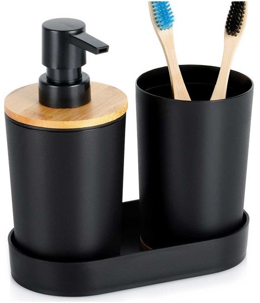 ZESTAW ŁAZIENKOWY DOZOWNIK MYDŁA I KUBEK 567019 czarny