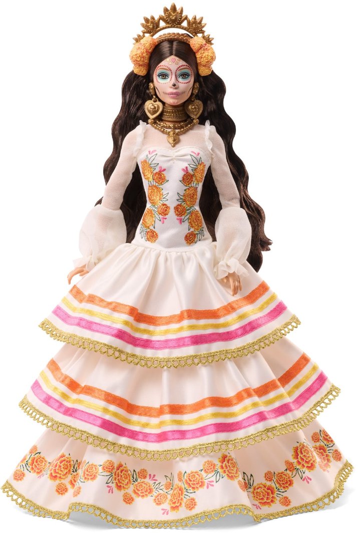 Lalka Barbie Mattel Signature Dia de Muertos 2025 - Lalka kolekcjonerska w kremowej zdobnej sukni (JBJ05) 1