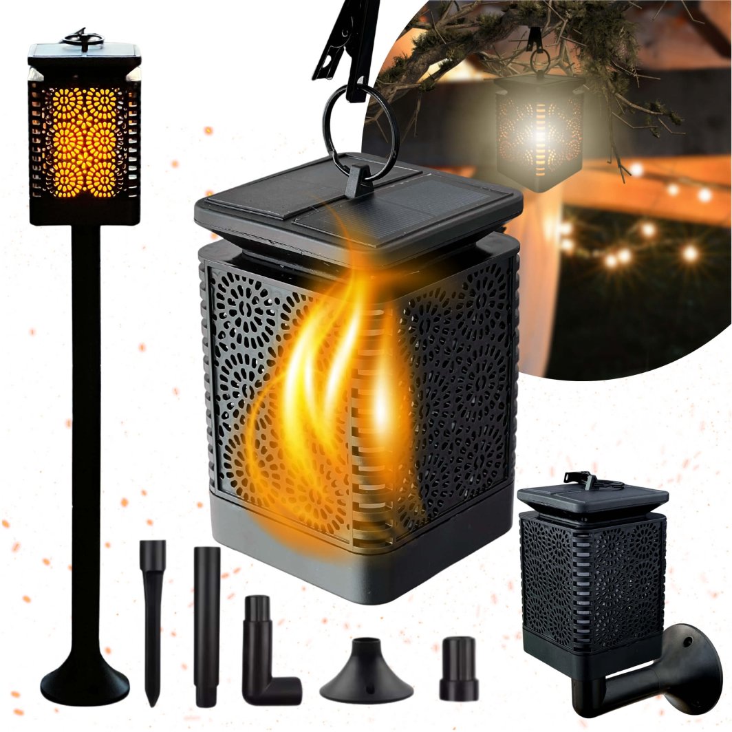 BLIXTAR Lampa Solarna 3w1 Ogrodowa LED, Lampion, Pochodnia Efekt Płomienia Latarnia 1