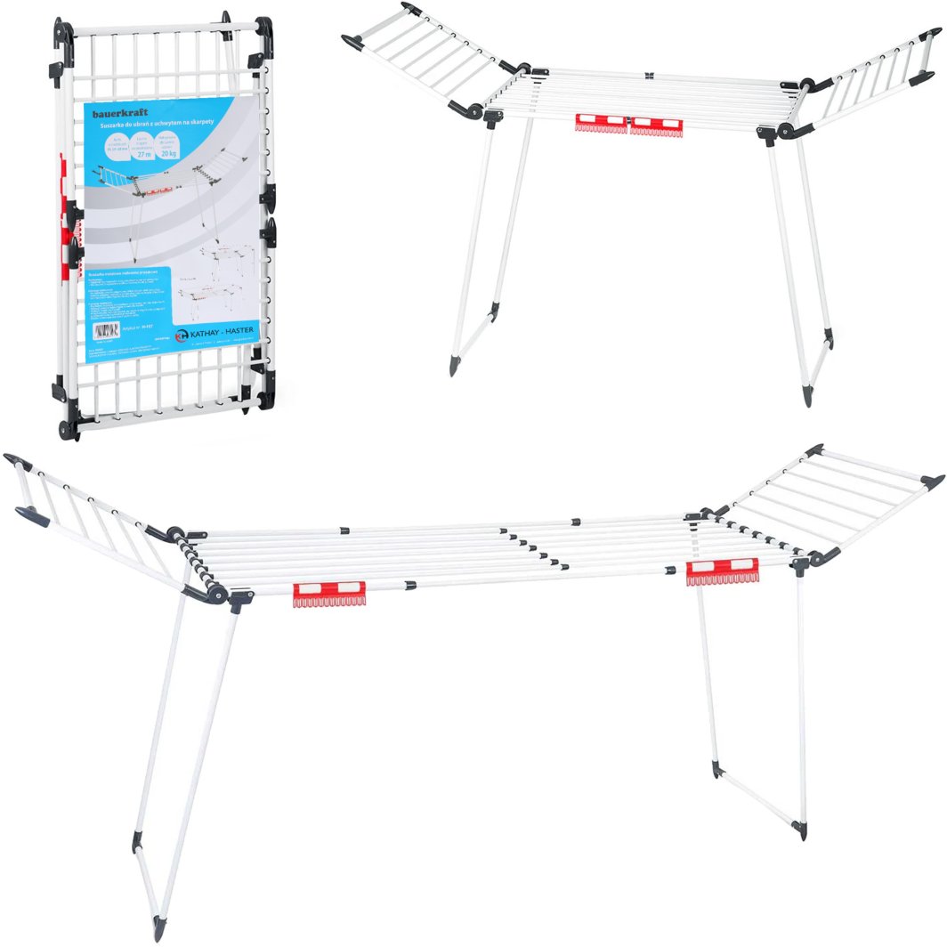 Stojąca suszarka na pranie odzież bieliznę składana balkonowa mocna rozsuwana XXL 1