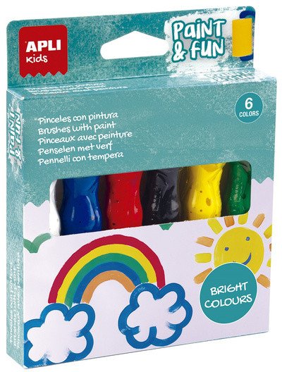 Farby w tubie z pędzelkiem Apli Kids - Kolory podstawowe 6 szt. 1