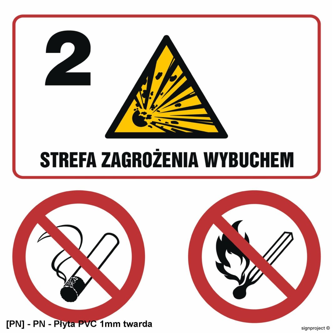 NB038 -  Strefa zagrożenia wybuchem 2. Zakaz palenia. Zakaz używania otwartego ognia. 400x400