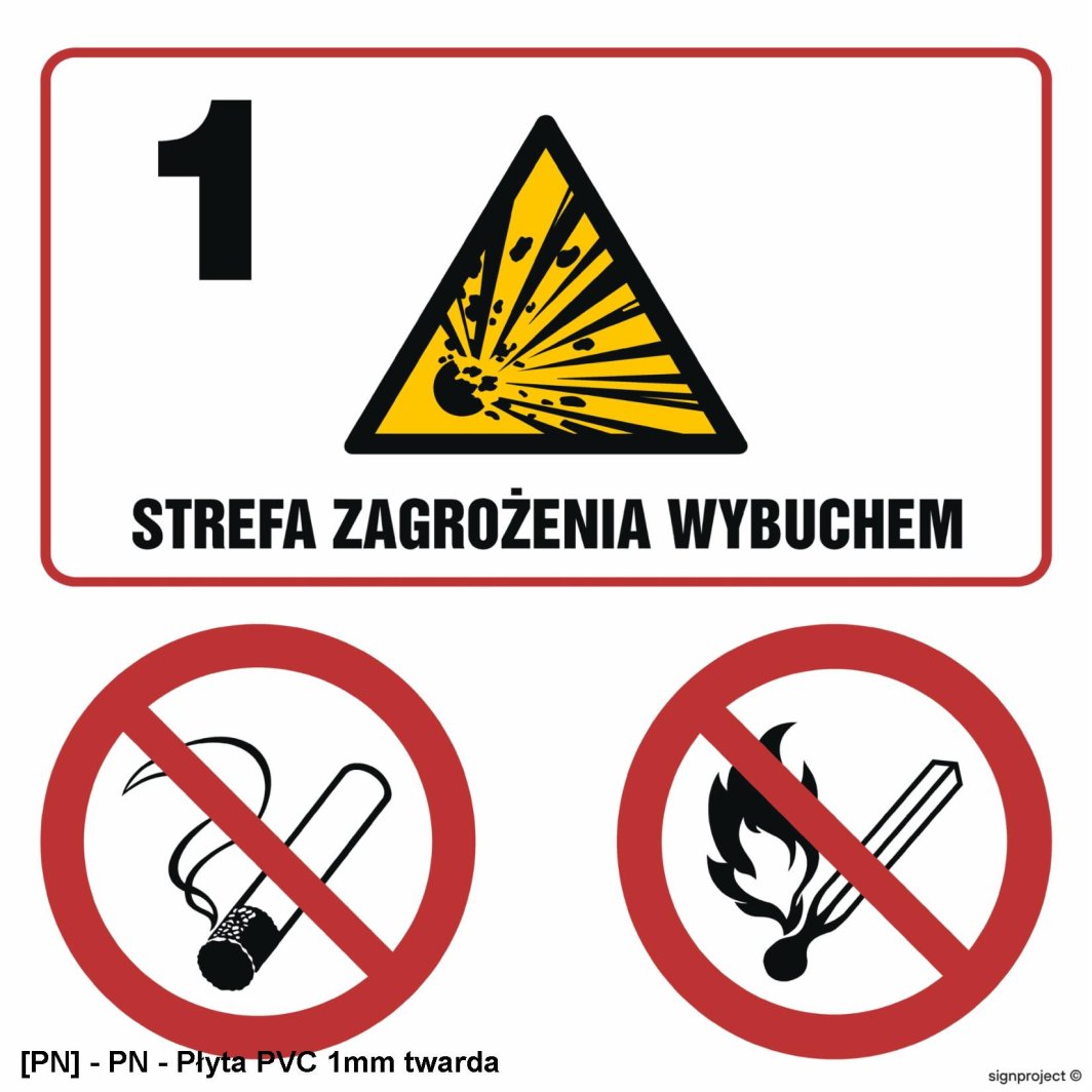 NB036 -  Strefa zagrożenia wybuchem 1. Zakaz palenia. Zakaz używania otwartego ognia 200x200