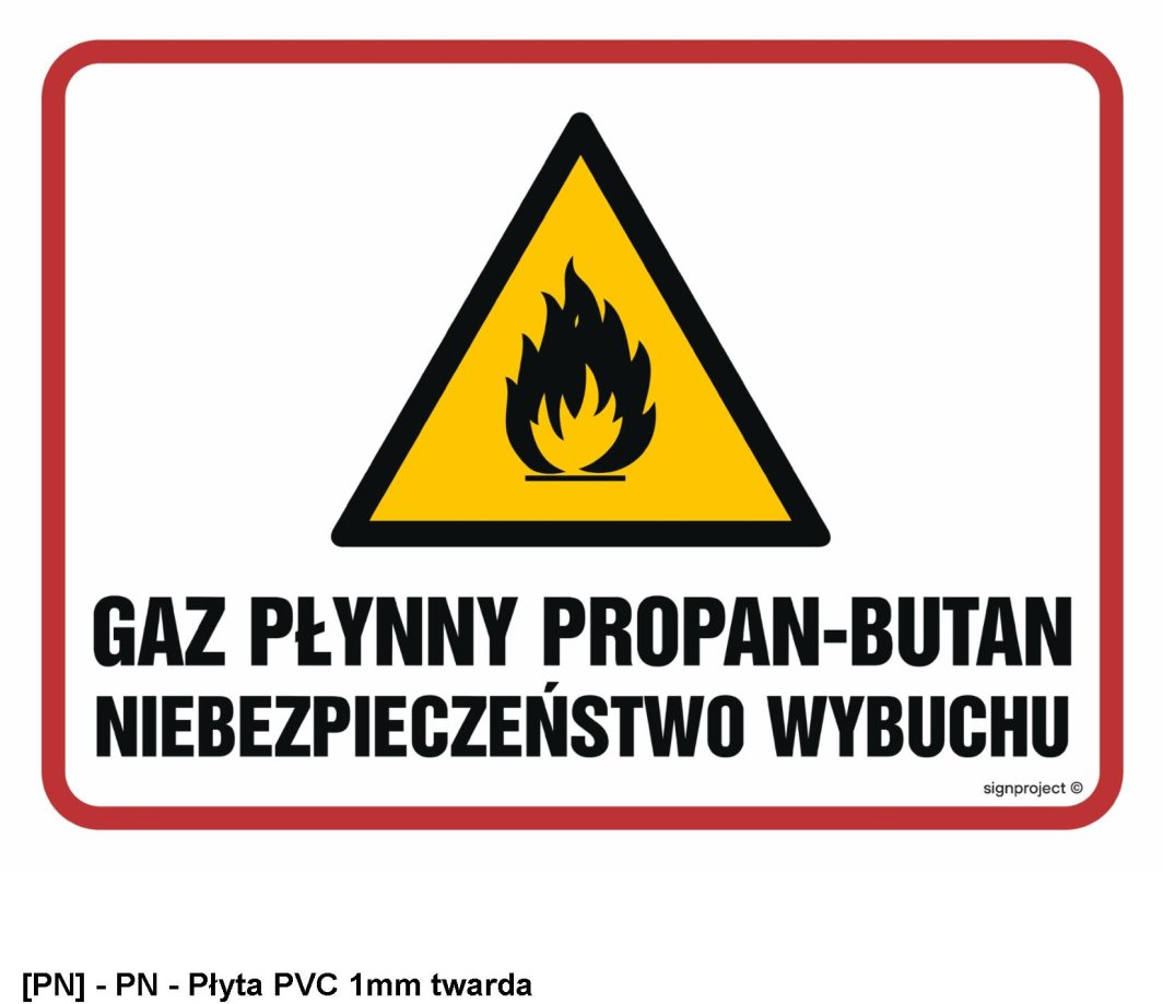 NB025 -  Gaz płynny propan-butan. Niebezpieczeństwo wybuchu /pożaru/ 200x150