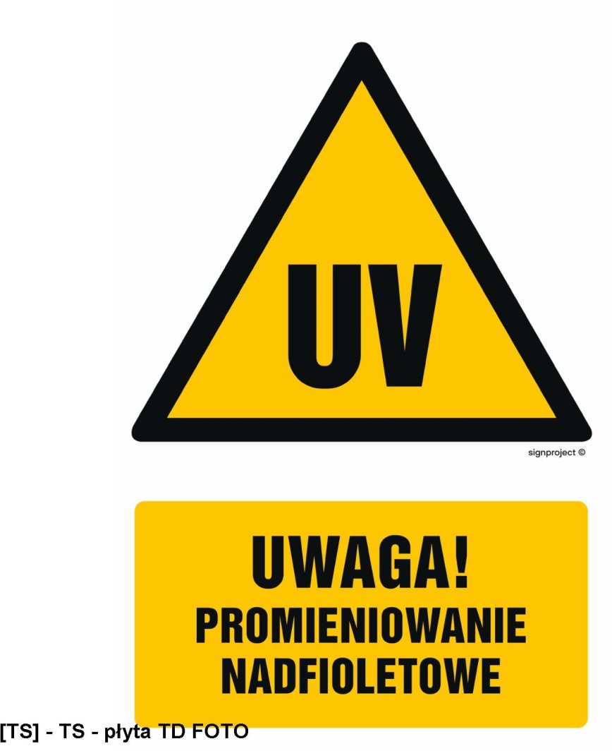 GF051 -  Uwaga promieniowanie nadfioletowe 350x525