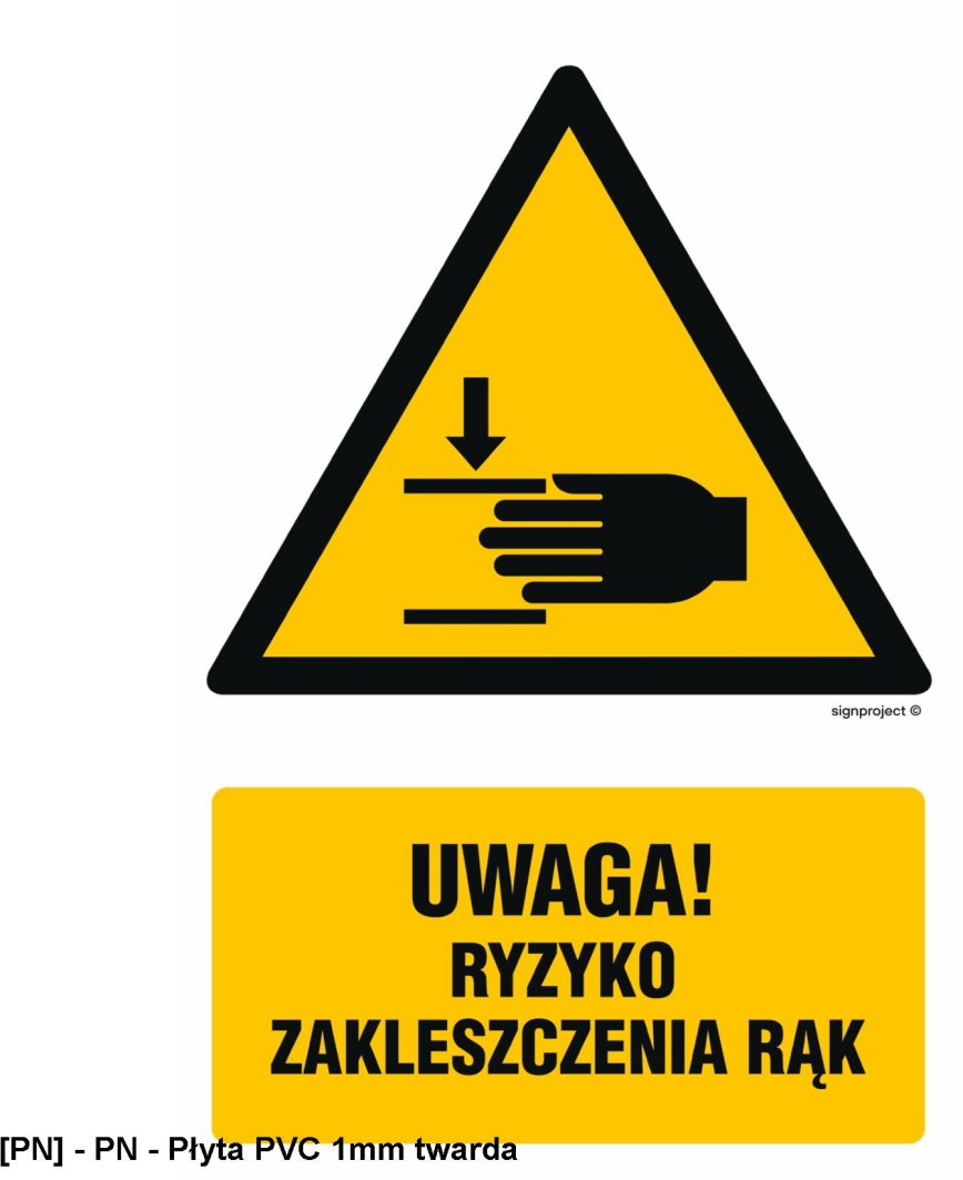 GF045 -  Uwaga ryzyko zakleszczenia rąk 350x525