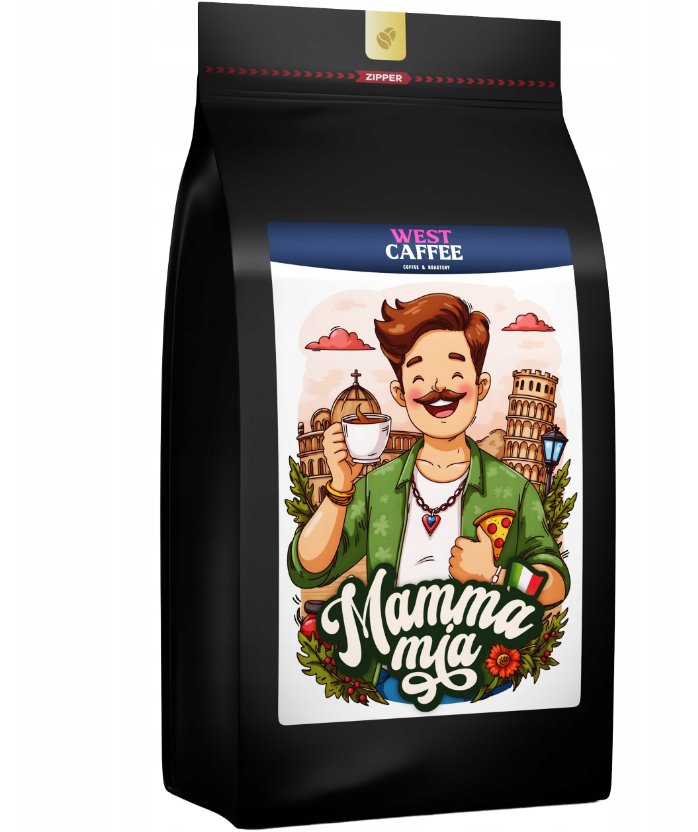 Kawa ziarnista Mamma Mia 1kg Świeżo Palona - 100% Arabica - Italy Blend 1