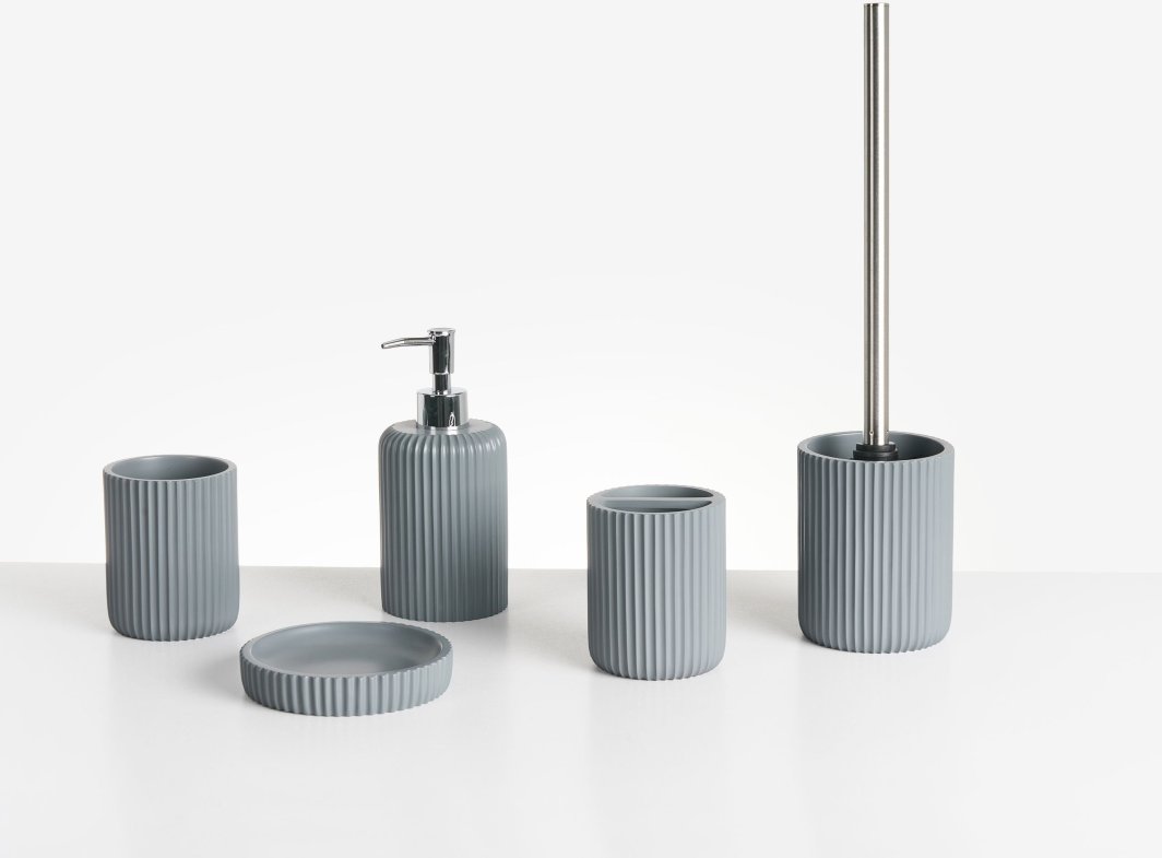 Zestaw akcesoriów łazienkowych 5 elementów CAMANA Jasnoszary